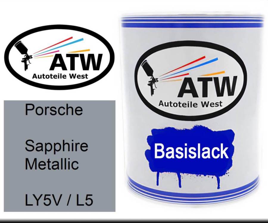 Porsche, Sapphire Metallic, LY5V / L5: 1L Lackdose, von ATW Autoteile West.